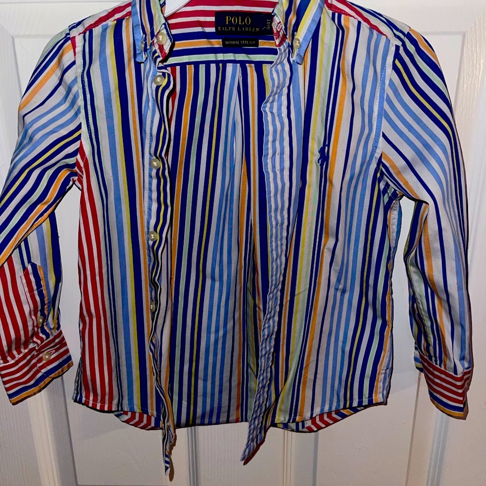 Little boy Polo Ralph Lauren button down shirt multi color.